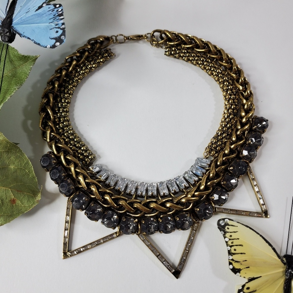 Chuncky Choker Style Metal Statement Necklace - Picture 2 of 8